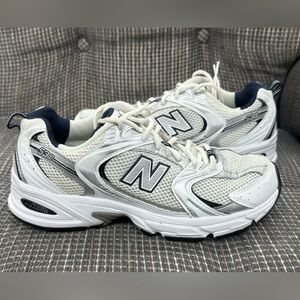 New Balance White and Navy Athletic Shoes- worn twice!